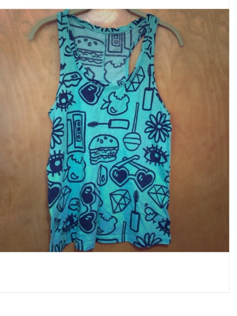 Urban Outfitters Blue Green Y2K Graphic Print Tank Top Tee Shirt